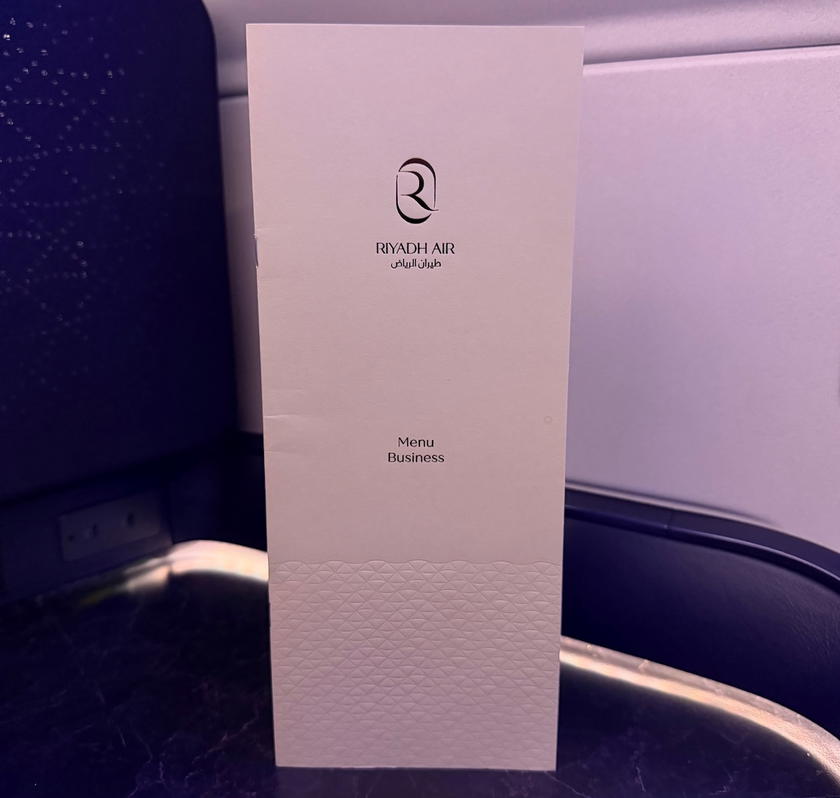 Riyadh Air business class menu card