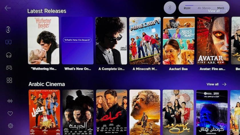 Riyadh Air business class entertainment screen on the Boeing 787
