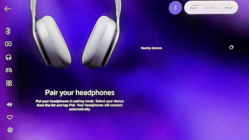 Riyadh Air business class Bluetooth audio pairing screen