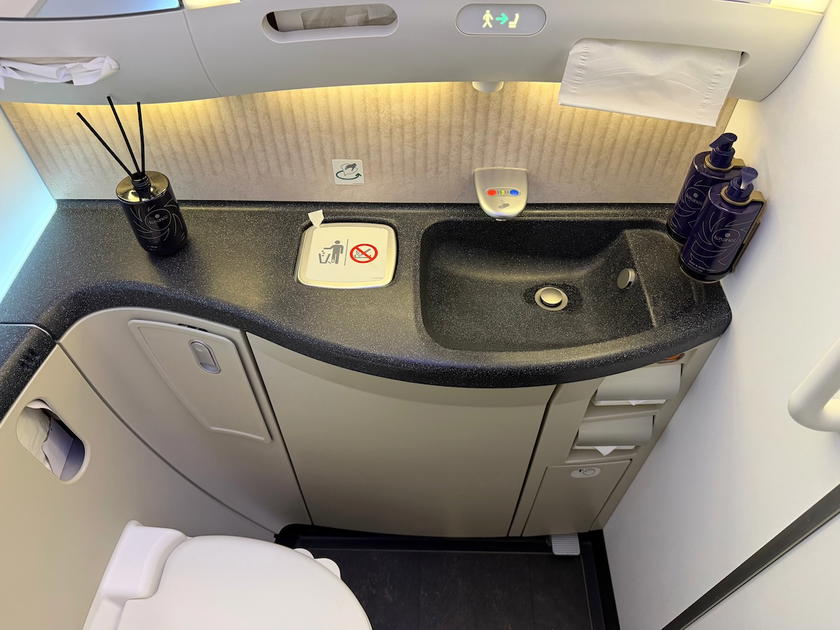 Riyadh Air business class seat footwell on the Boeing 787