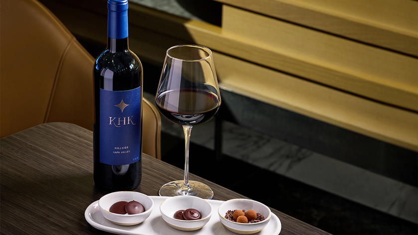 Wine and chocolate pairing featuring KHK Wines and K+M Extravirgin Chocolate at Flagship Dining