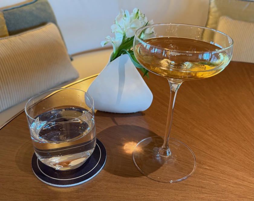 Welcome champagne offered to guests boarding Four Seasons Yachts