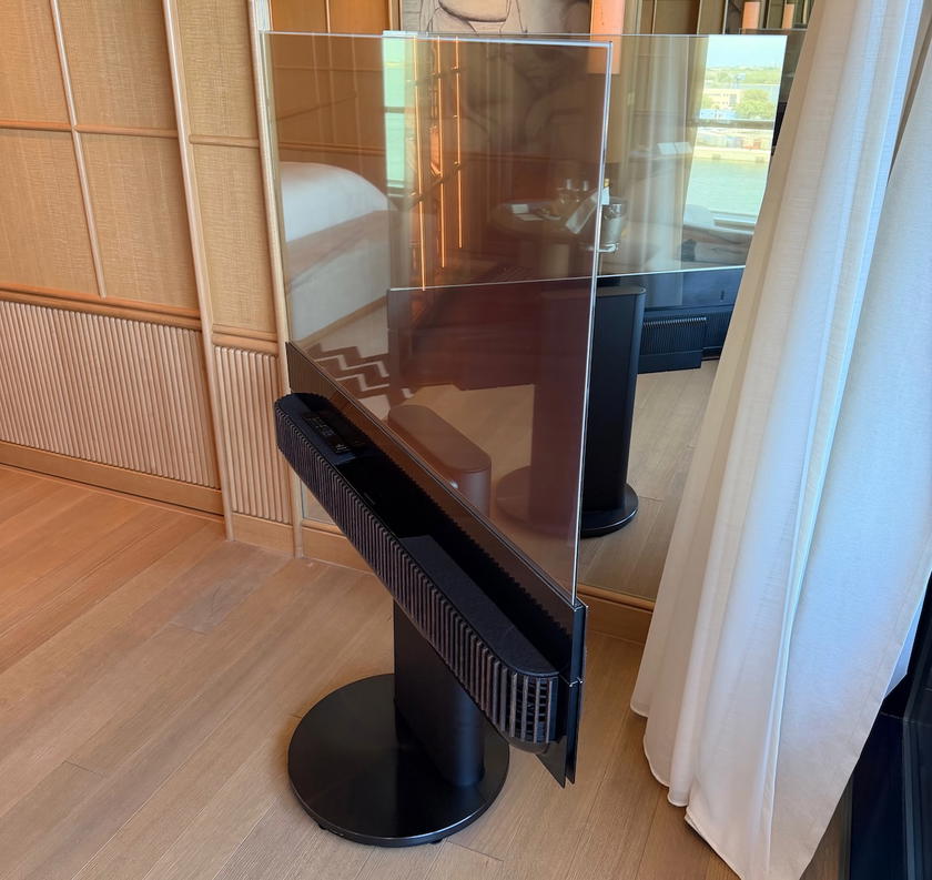 Transparent television screen in a Four Seasons Yachts suite