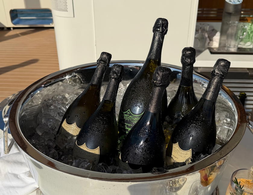 Dom Perignon served at the Four Seasons Yachts welcome party