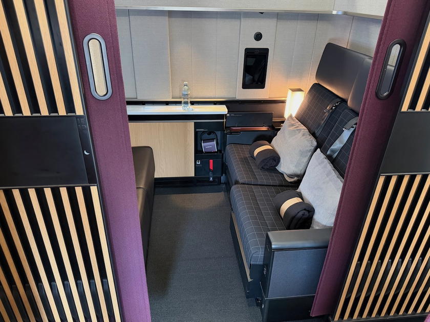 SWISS first class double suite in the center of the cabin