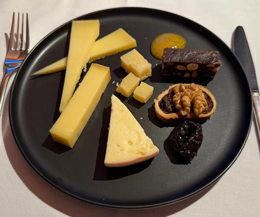 Cheese plate served in SWISS first class