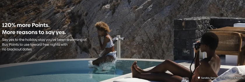 Promotional graphic for buying Hilton Honors points with a 120% bonus