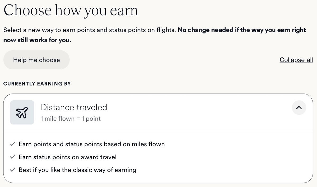 Table comparing points earned by distance versus price paid for a 2,500-mile, $500 flight