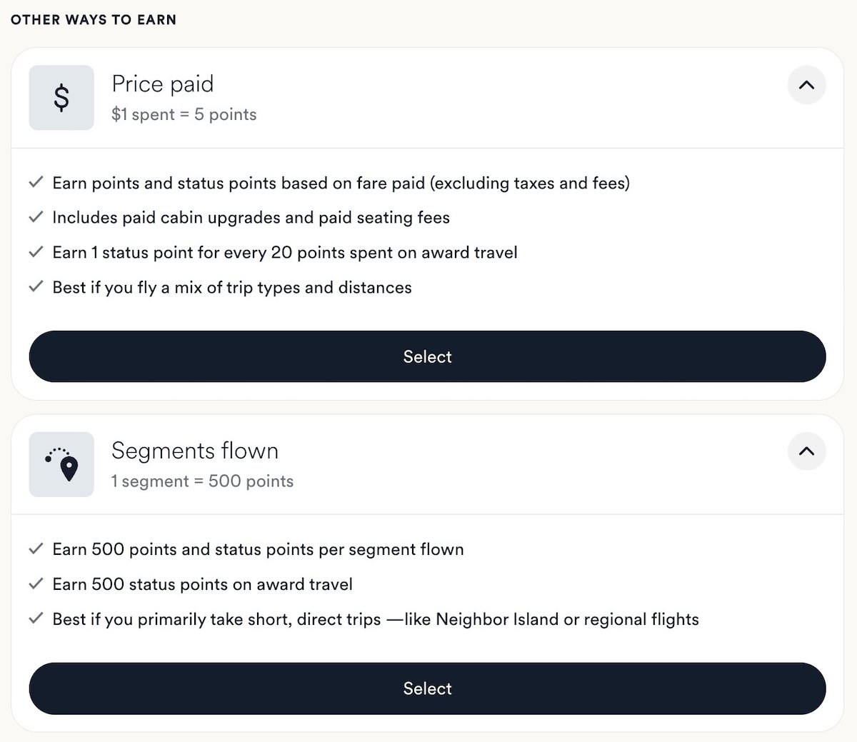 Chart illustrating how Atmos Rewards points earning options compare across different fare prices