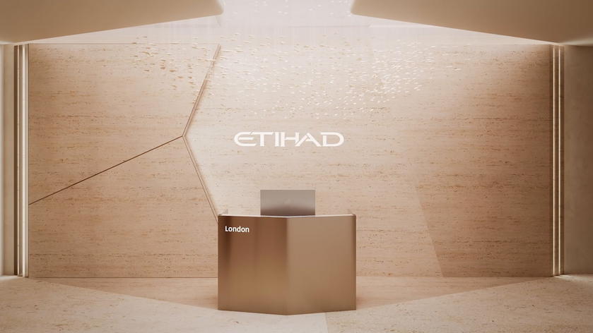 Rendering of the entrance to the new Etihad lounge at London Heathrow