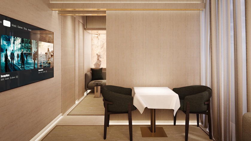 Rendering of another private room in the new Etihad lounge at London Heathrow