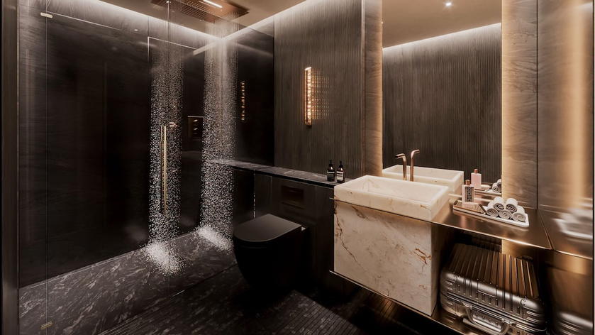 Rendering of a shower suite in the new Etihad lounge at London Heathrow