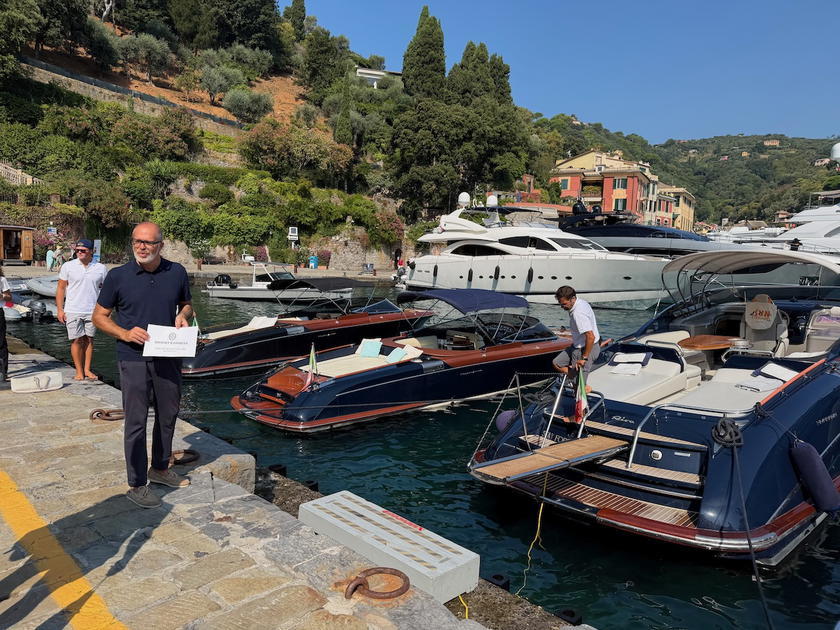 A Riva speedboat used for Orient Express Corinthian's included boat outing