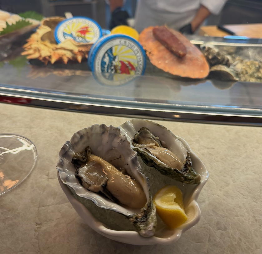 A seafood tasting plate from L'Encre aboard Orient Express Corinthian