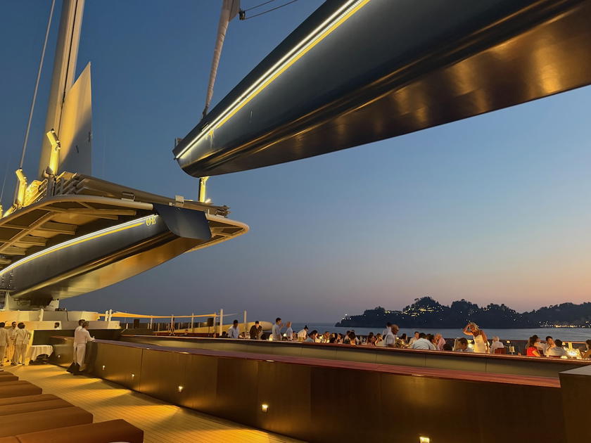 Orient Express Corinthian yacht underway with sails raised