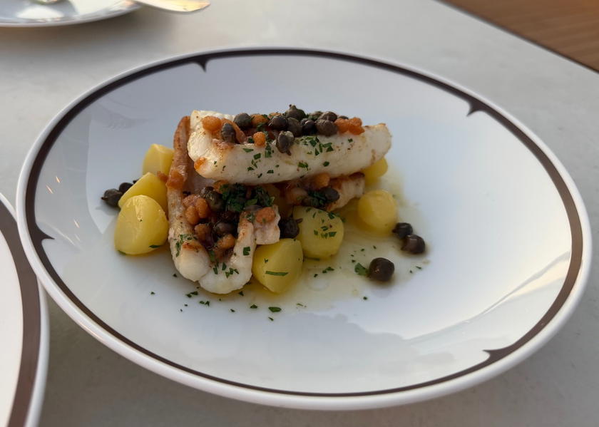 A dish served at La Terrasse aboard Orient Express Corinthian
