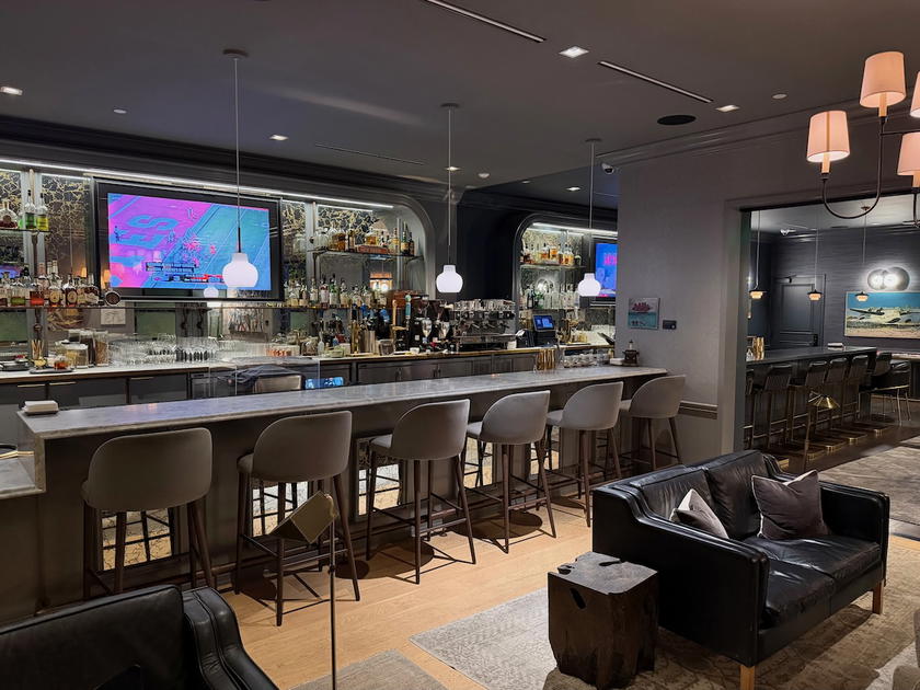 Another view of the communal seating area in The Salon at PS LAX