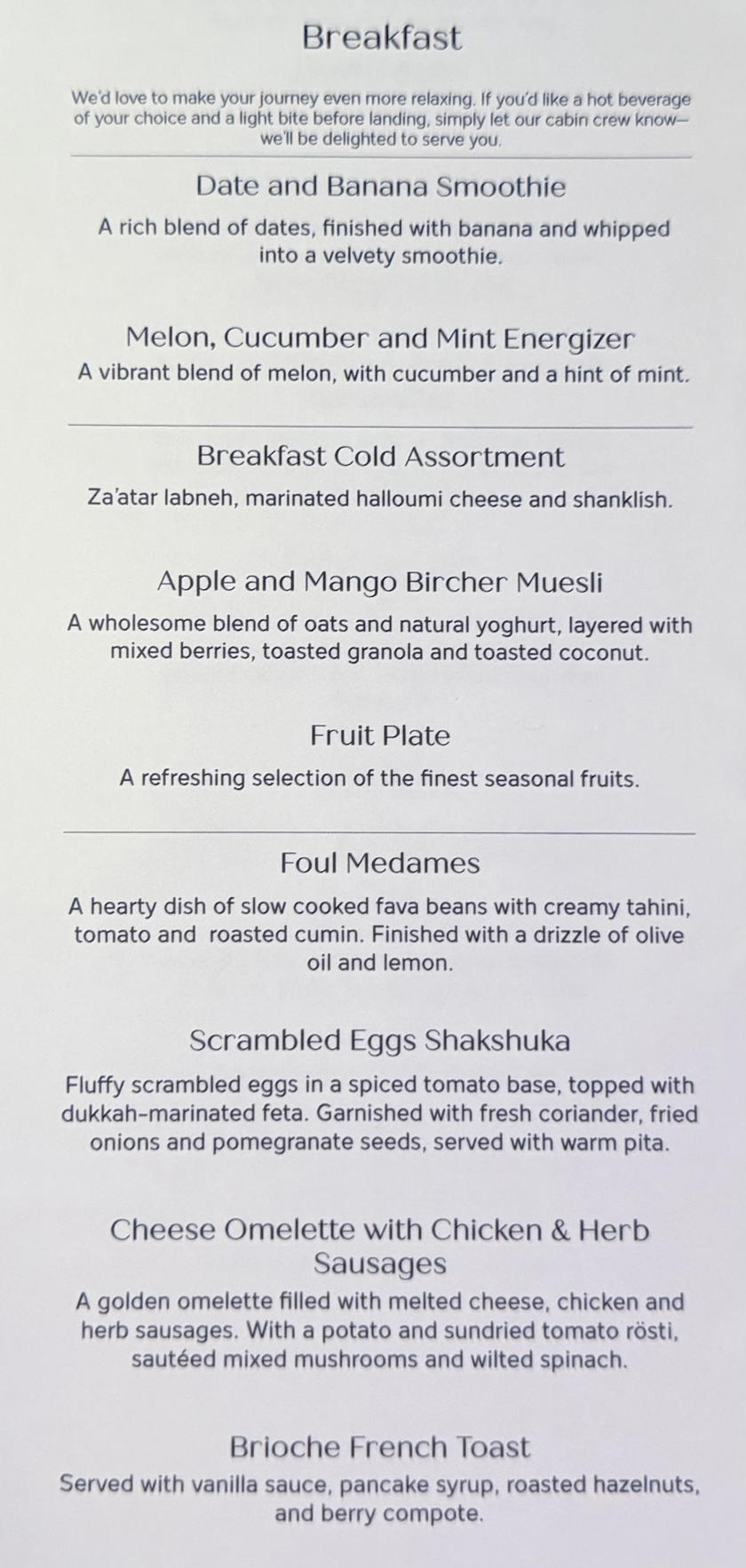Riyadh Air business class snack service menu