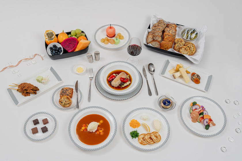 A refreshed first class meal presentation on Singapore Airlines