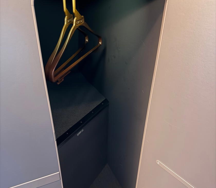 Personal closet beside the Starlux A350-1000 first class seat