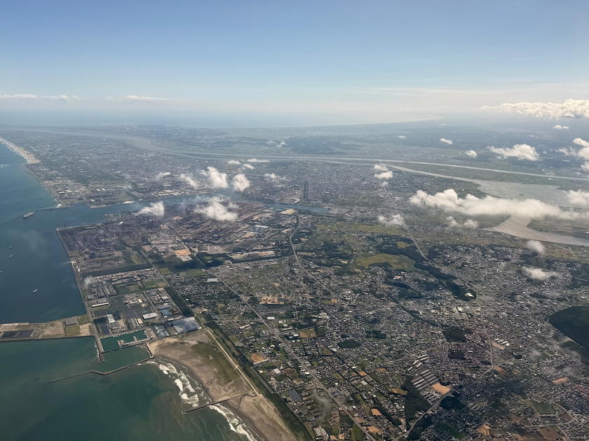 Aerial view during final approach into Tokyo Narita Airport