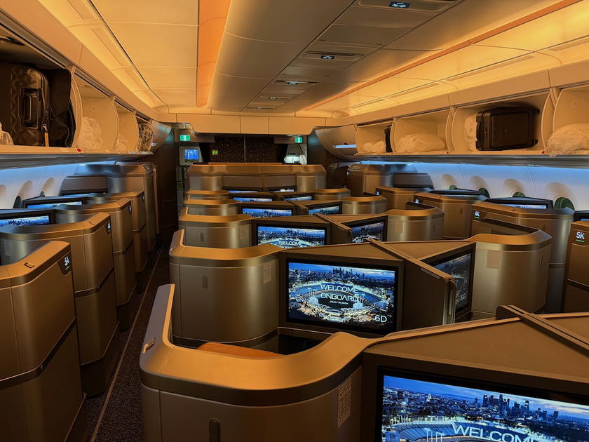 Starlux Airlines first and business class cabin aboard the Airbus A350