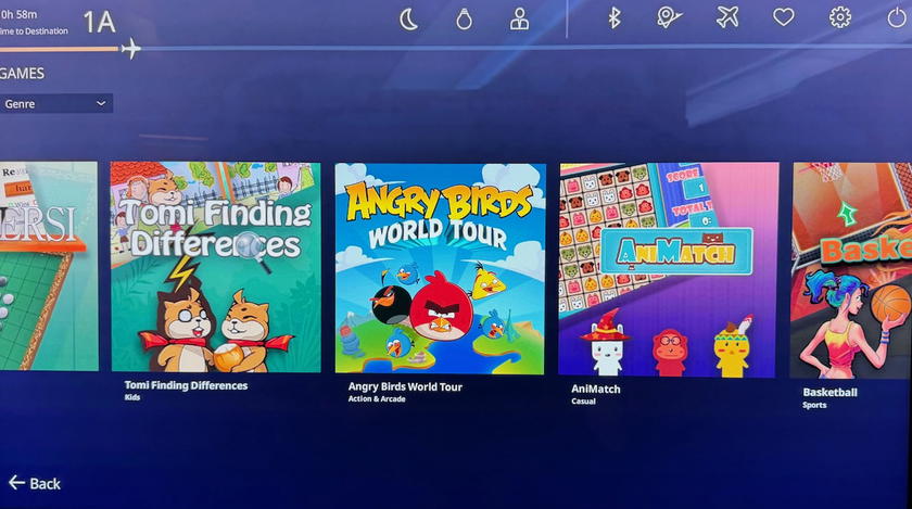 Entertainment system interface in Starlux Airlines first class