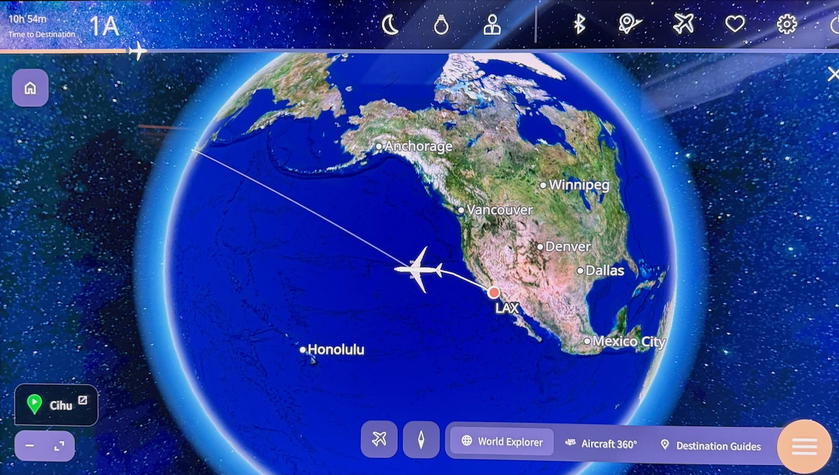 Flight map feature displayed on the Starlux Airlines first class screen