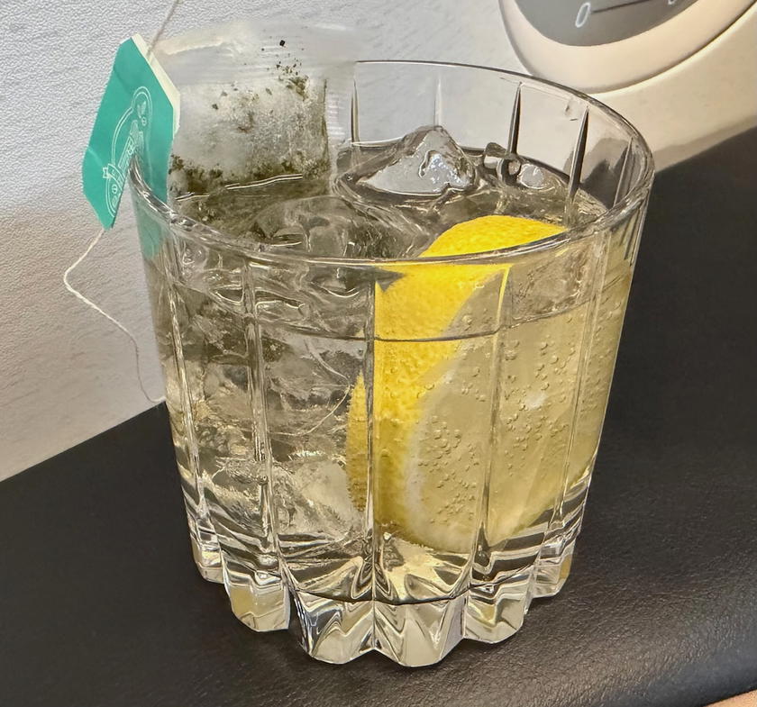 A cocktail served during Starlux Airlines A350 first class dinner service