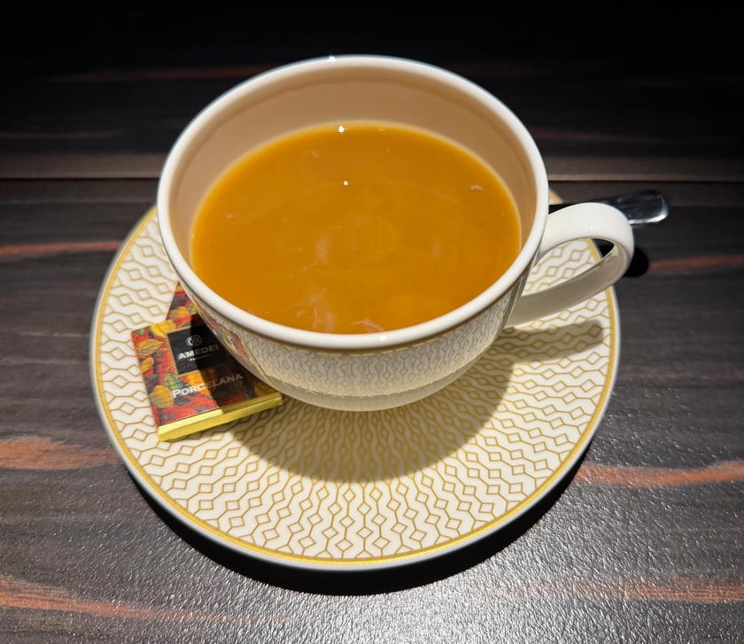 Coffee served during Starlux Airlines A350 first class breakfast