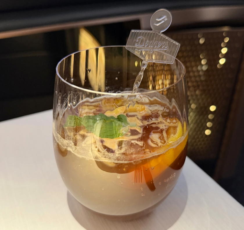 Drink served alongside the meal in Starlux Airlines A350 first class