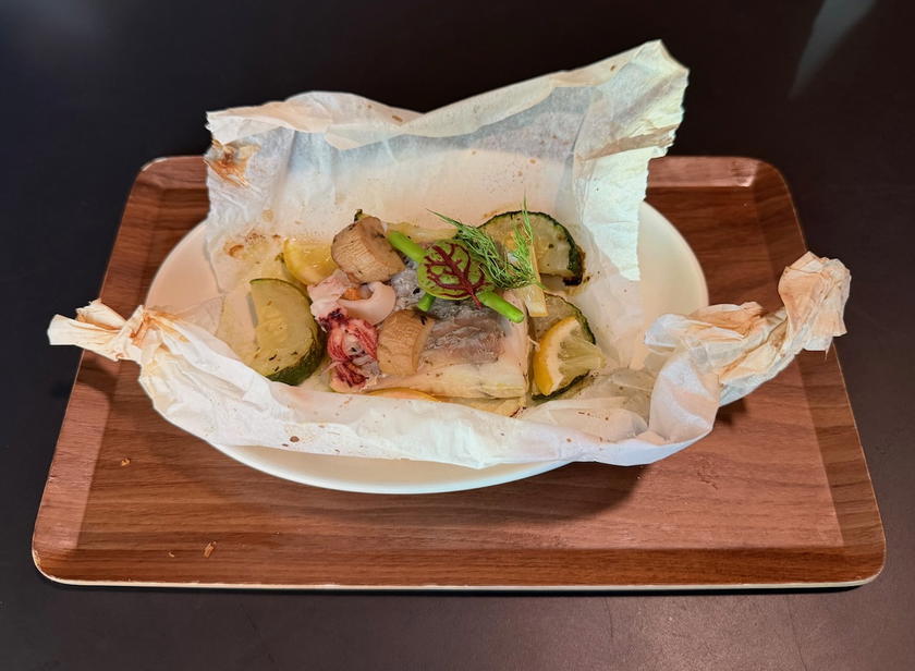 A la carte dish served at the Starlux first class lounge in Taipei