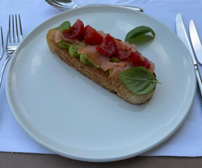 Avocado toast with smoked salmon and French toast served at Villa Dubrovnik's breakfast