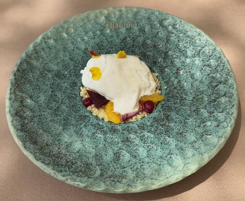 Burrata and citrus starter from the garden lunch menu at Villa Dubrovnik