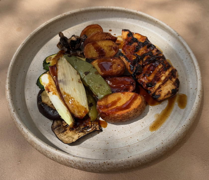 Grilled marinated chicken, the main course from the land lunch menu at Villa Dubrovnik