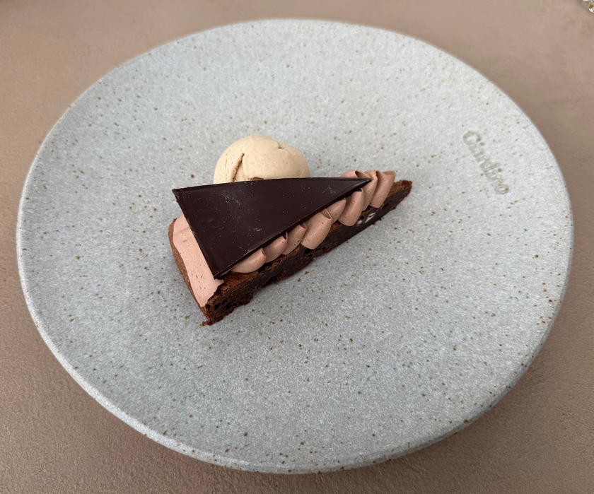 Dark chocolate and olive dessert from the land lunch menu at Villa Dubrovnik