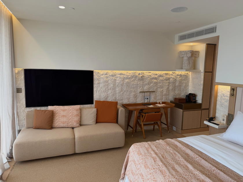 Seating area and desk in a king room at Villa Dubrovnik