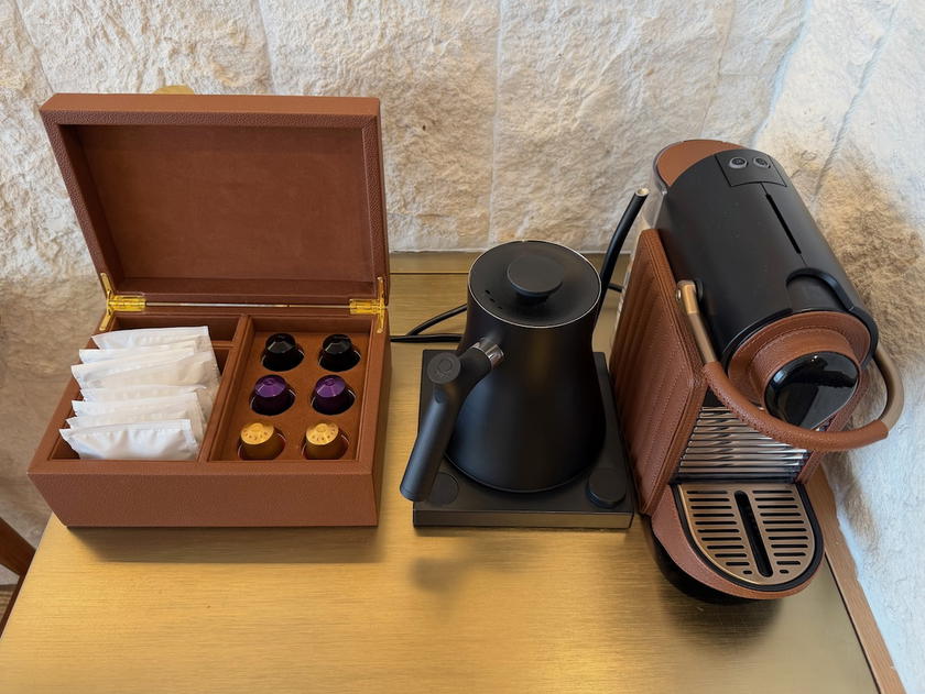 In-room minibar with Nespresso machine and snacks at Villa Dubrovnik