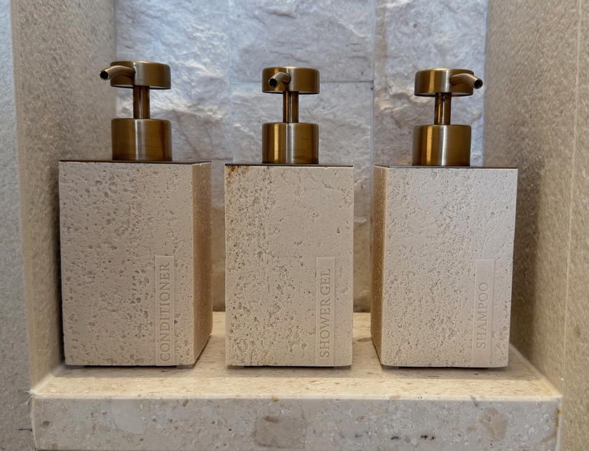 Toiletries provided in a guest room bathroom at Villa Dubrovnik