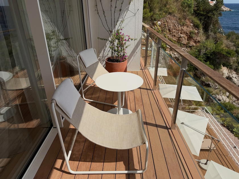 Private terrace with seating and sea views at Villa Dubrovnik