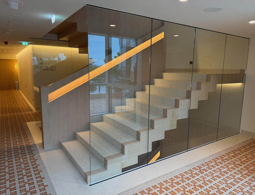 Staircase connecting guest room floors at Villa Dubrovnik