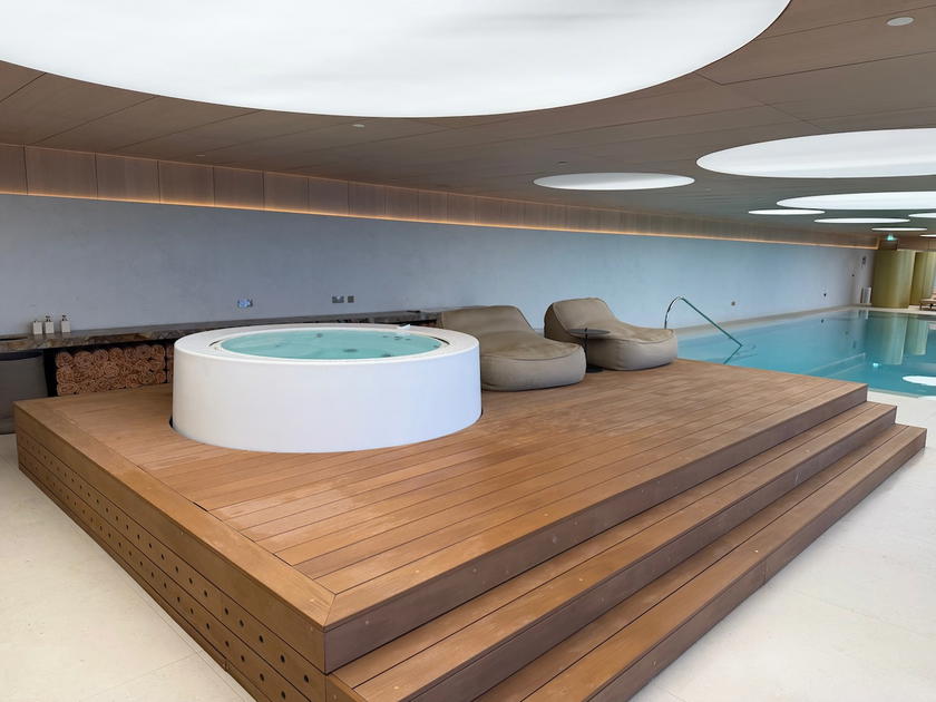 Indoor pool with seating area at Villa Dubrovnik spa