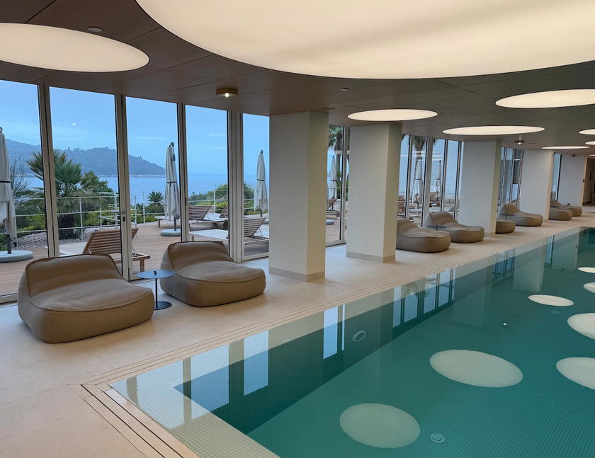 Wide view of the indoor pool area at Villa Dubrovnik