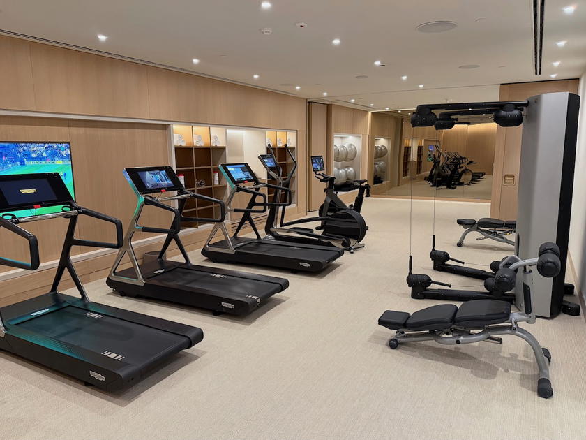 Free weights rack inside the Villa Dubrovnik gym