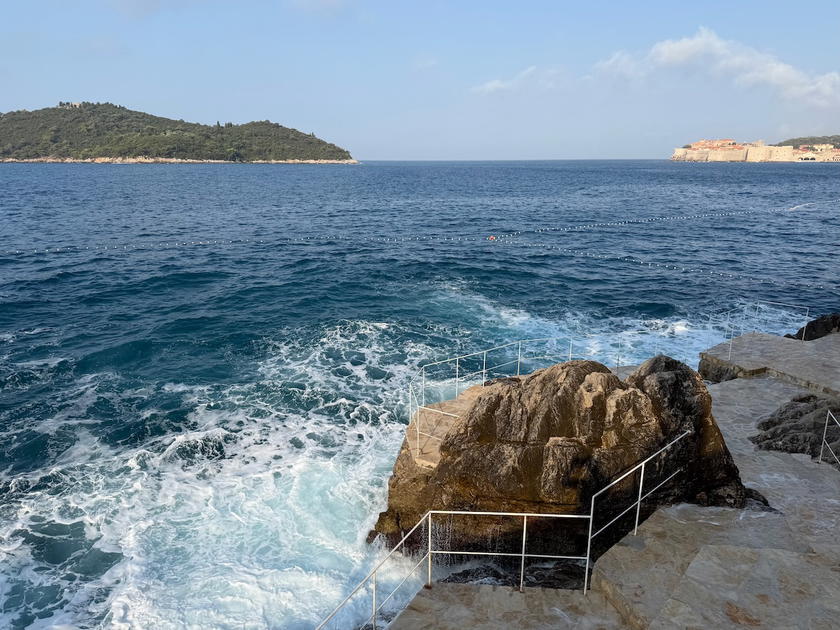 Seaside lounge area at Villa Dubrovnik with sea views