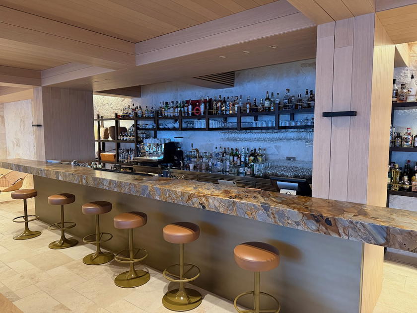 Bar counter and seating at Libero Bar in Villa Dubrovnik