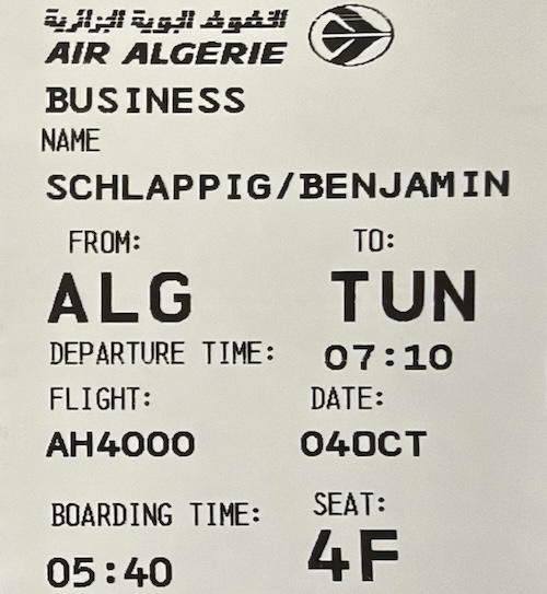 Air Algerie boarding pass showing flight and boarding time details