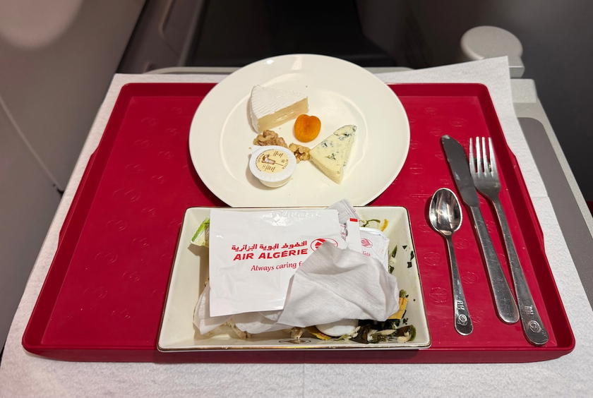 Cheese course served in Air Algerie business class