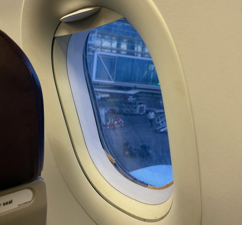 Maintenance sticker or panel inside the Avion Express Airbus A320 cabin