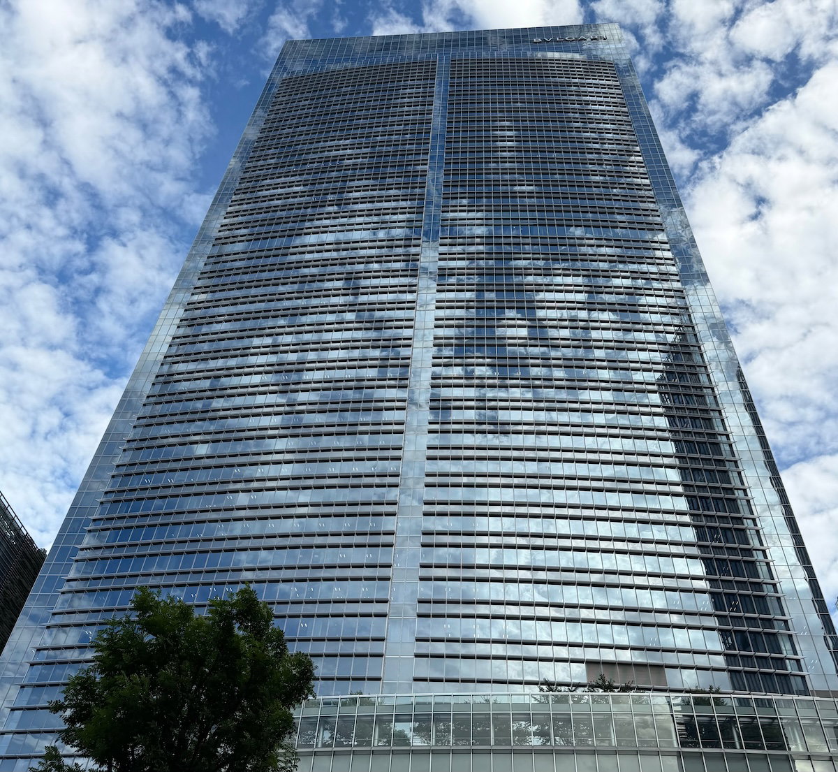 Exterior of the Tokyo Midtown Yaesu skyscraper that houses the Bulgari Hotel Tokyo on its upper floors